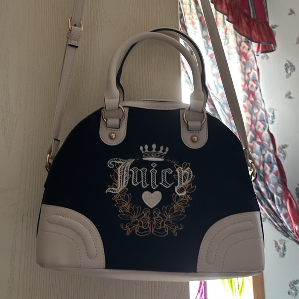Juicy Couture Black and White Crossbody Bag with Adjustable Strap